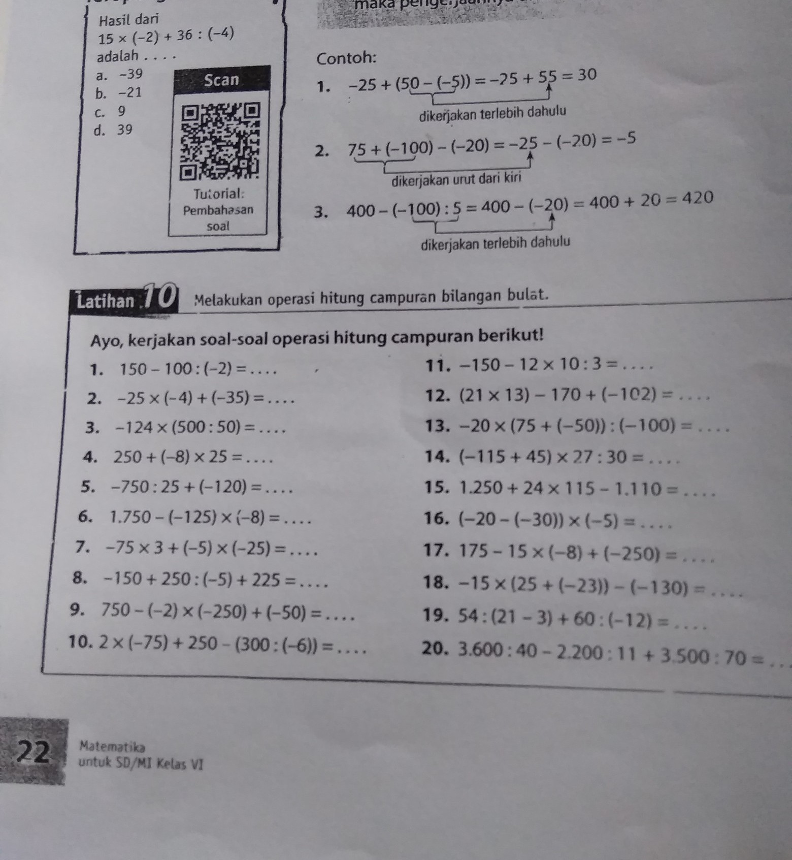 Operasi Hitung Campuran Bilangan Cacah Disertai Latihan Soal Ciptacendekia 