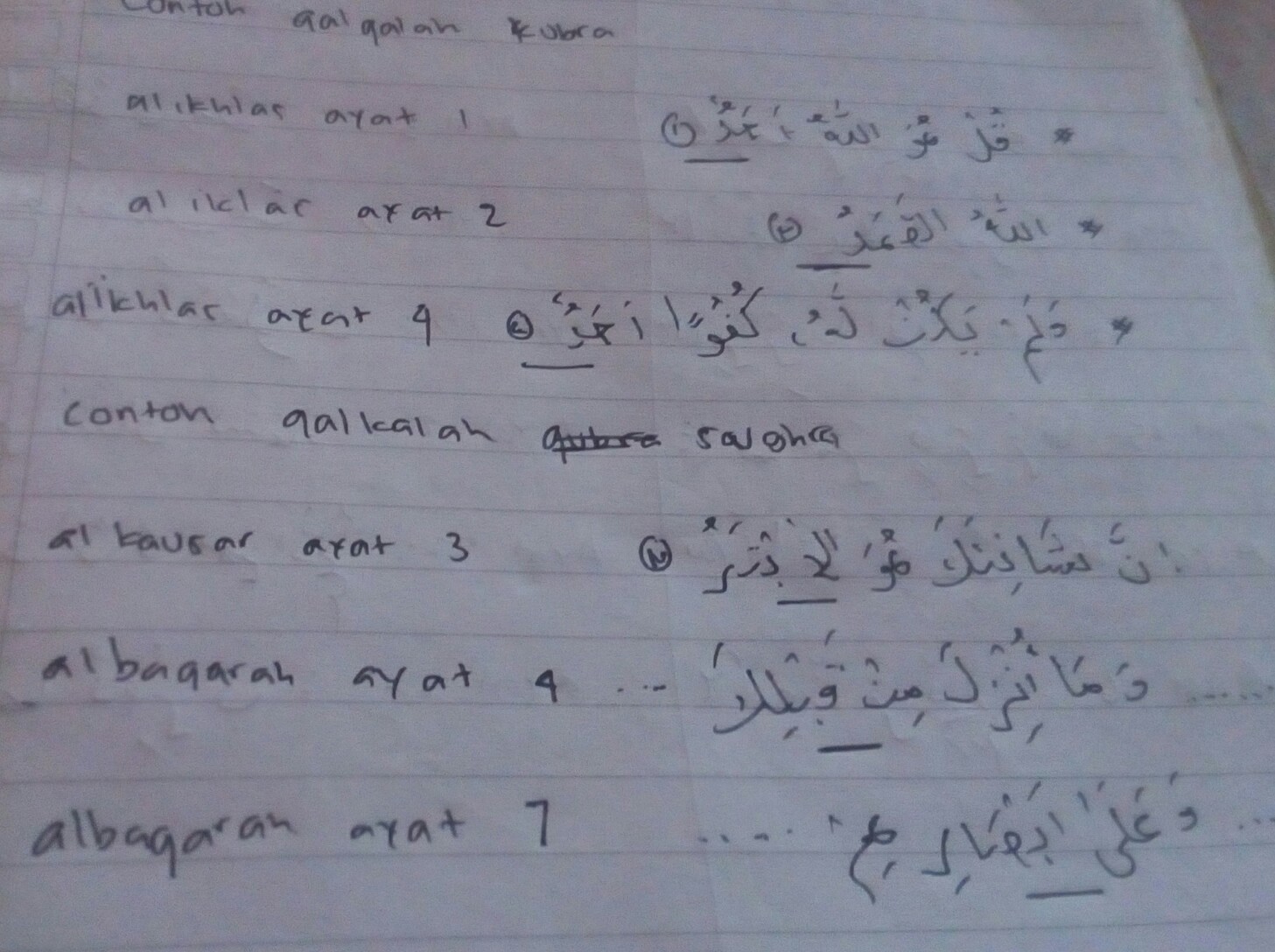 Contoh Qalqalah Sugra 