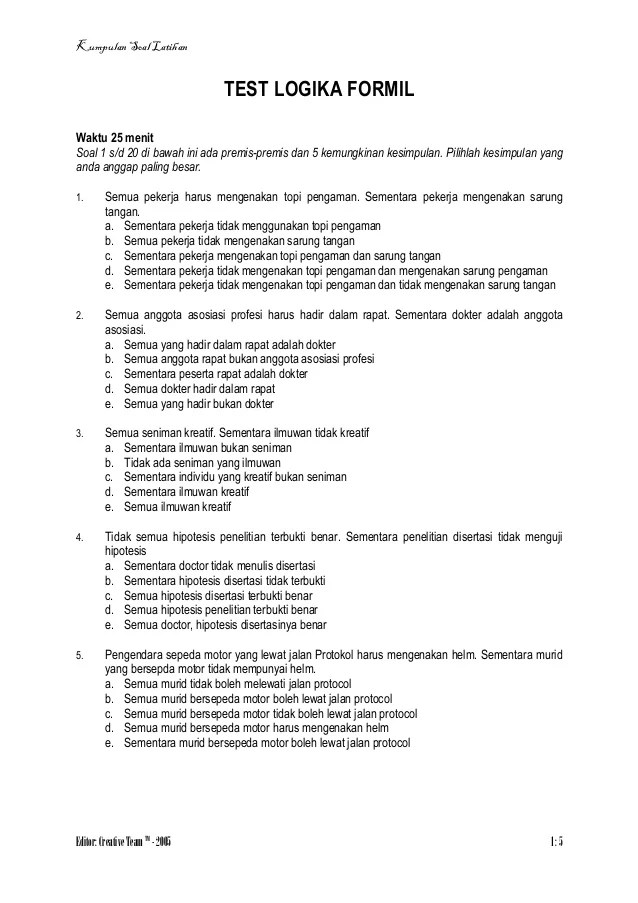 Kumpulan Soal Tes Cpns Dan Jawabannya Lampiran Soal Tes Cpns Ingat soal-soal ini hanya sebatas soal latihan yang diharapkan menambawah wawasan pengetahuan kita tentang materi kebangsaan intelegensi dan kepribadian.