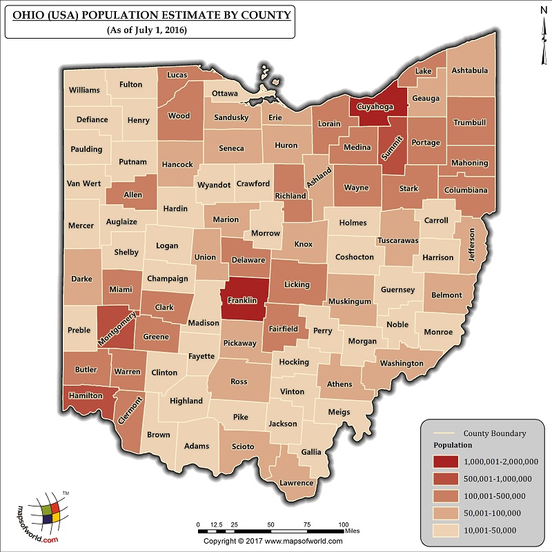What Is The Population Of Ohio Answers Ohio Map Population By County 