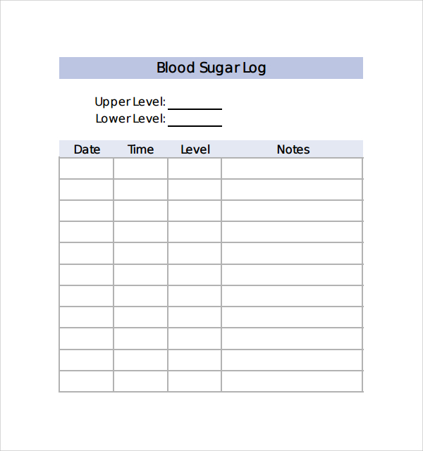 Large print free printable blood sugar log sheet