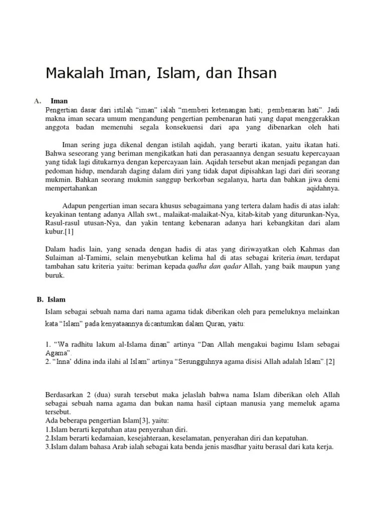 Pengertian Iman Islam Dan Ihsan Beserta Dalilnya – Sedang