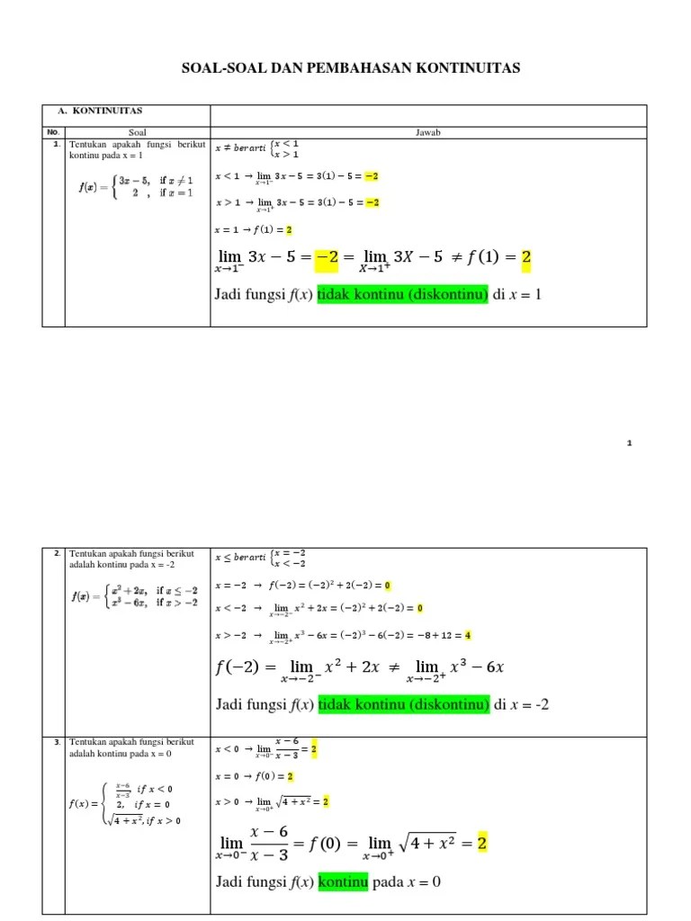 Contoh Soal Dan Pembahasan Limit Fungsi Kontinu - Kumpulan Contoh Surat dan  Soal Terlengkap
