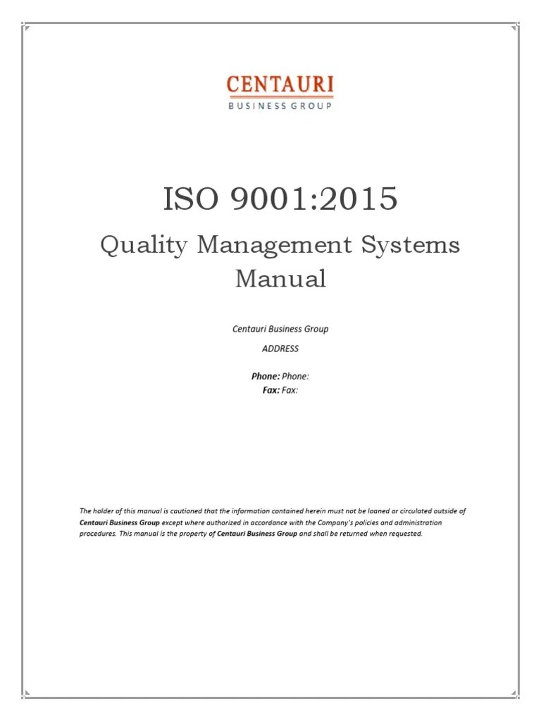Iso quality manual template
