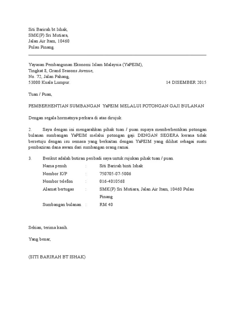 Contoh Surat Berhenti Kerja Pdf 