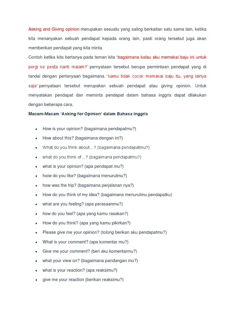 15+ Makalah Bahasa Inggris Opinion