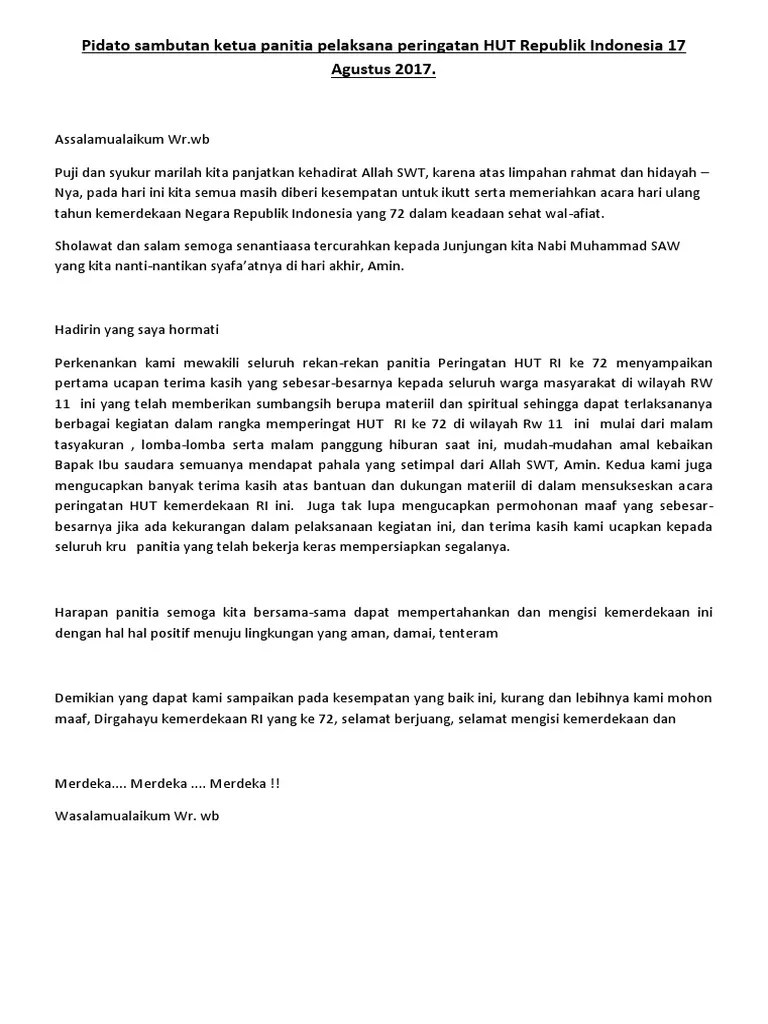 Sambutan ketua panitia pengajian bahasa jawa