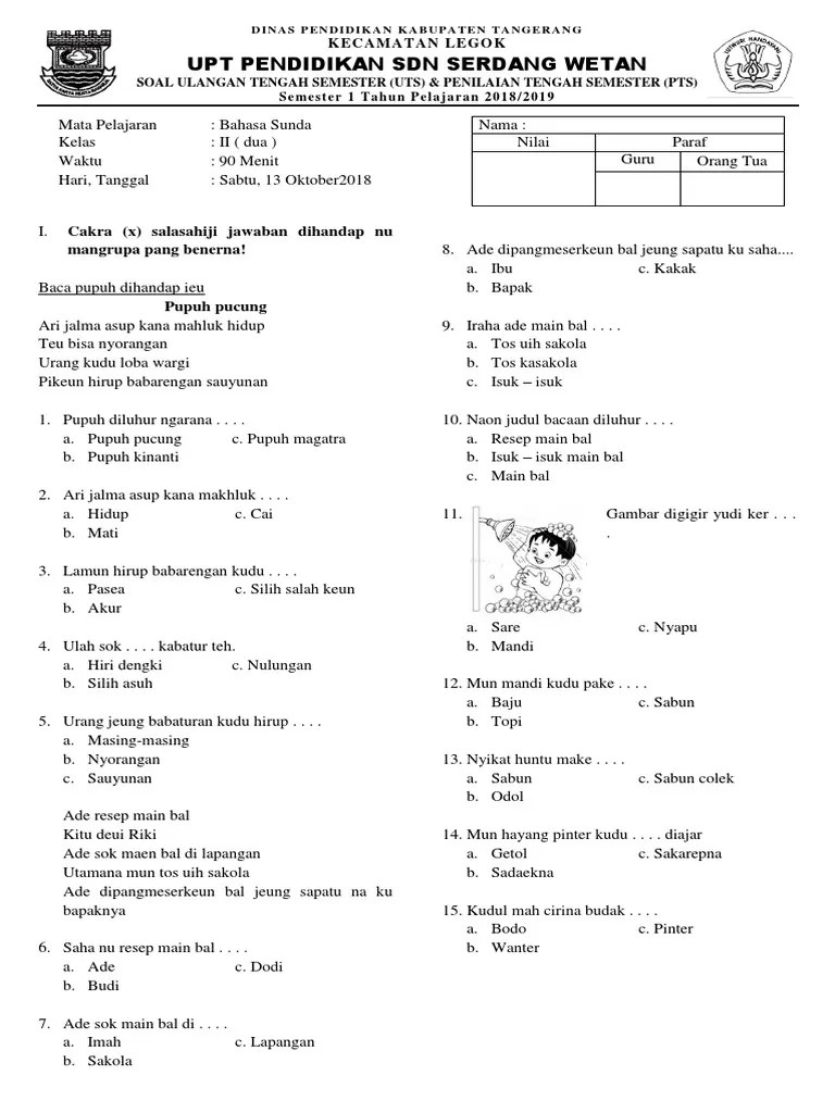 21+ Latihan Soal Bahasa Sunda Kelas 4 Semester 2 PDF - ID Aplikasi