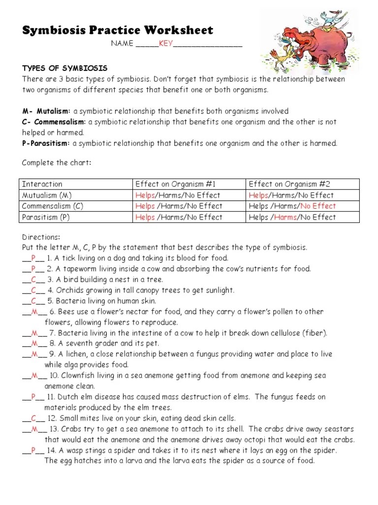 20++ symbiosis practice worksheet answer key