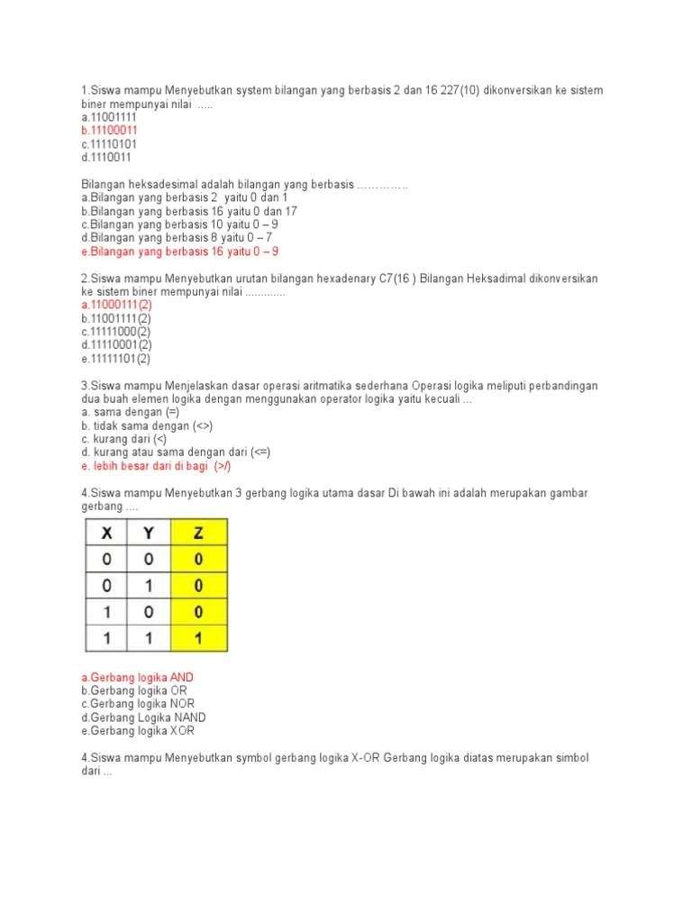 Soal Dan Jawaban Tentang Operasi Aritmatika Dan Logika - Kumpulan Contoh  Surat dan Soal Terlengkap