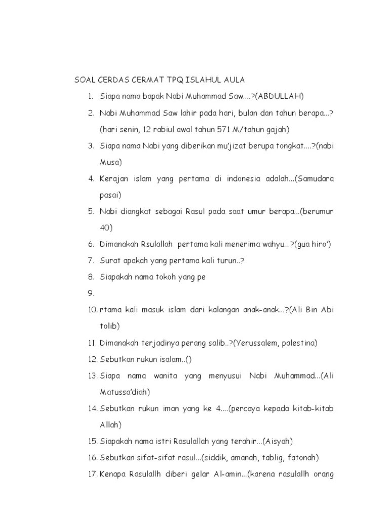 Nama Nama Anak Nabi Muhammad Saw – Sekali