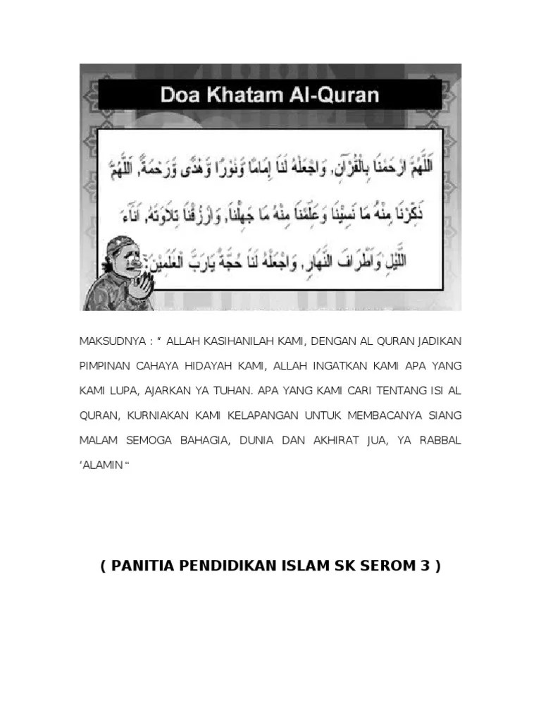 Doa Khatam Quran Yang Ringkas Terjemahan Bahasa Melayu 