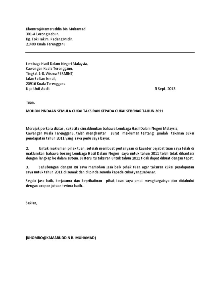 Documents similar to templat surat rayuan kurang kompaun aedes. 15 Cukai Pendapatan Contoh Surat Rayuan Taksiran Lhdn