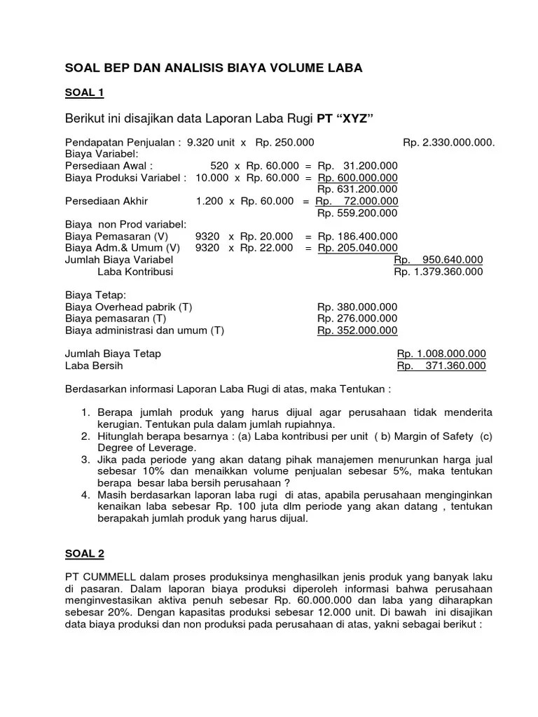 Soal Dan Jawaban Bep - Kumpulan Contoh Surat dan Soal Terlengkap
