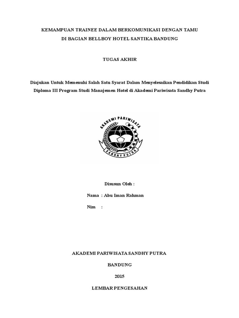 18+ Contoh Skripsi D3 Perhotelan
