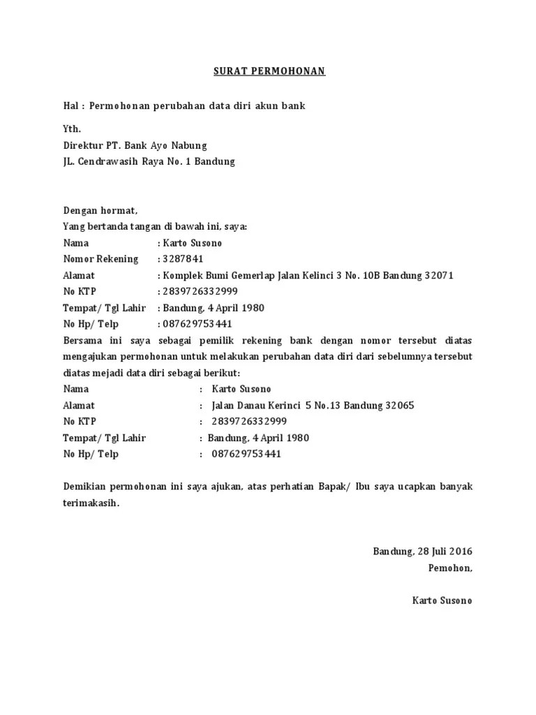 Surat Pernyataan Rekening Bank Dalam Bahasa Inggris Kumpulan Surat Penting 