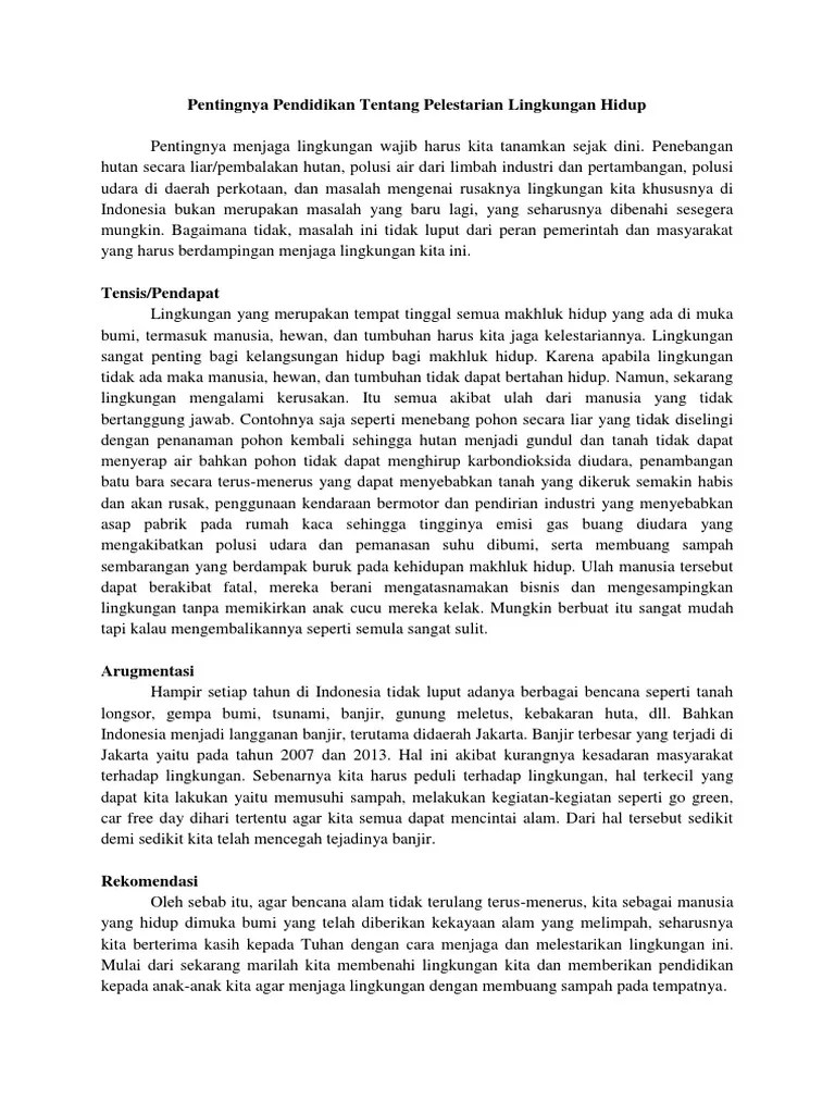 Contoh Karangan Eksposisi Tentang Lingkungan Hidup – Belajar