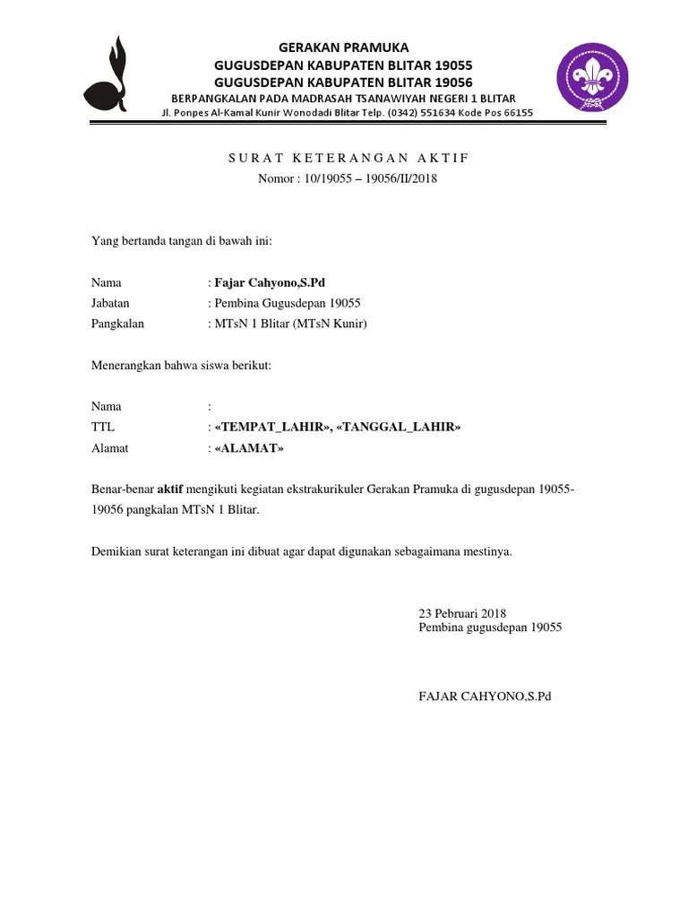 Contoh Surat Izin Orang Tua Untuk Mengikuti Kegiatan Ekstrakurikuler Nusagates 