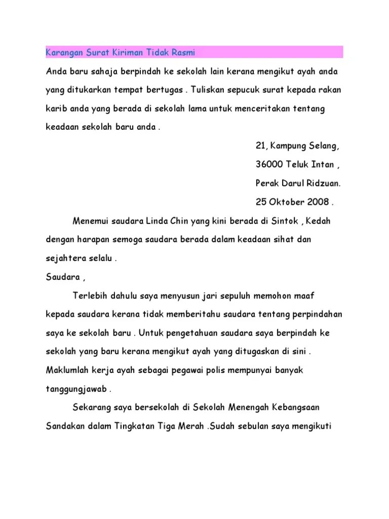 Surat Kiriman Tidak Rasmi Kepada Kawan Pdf 