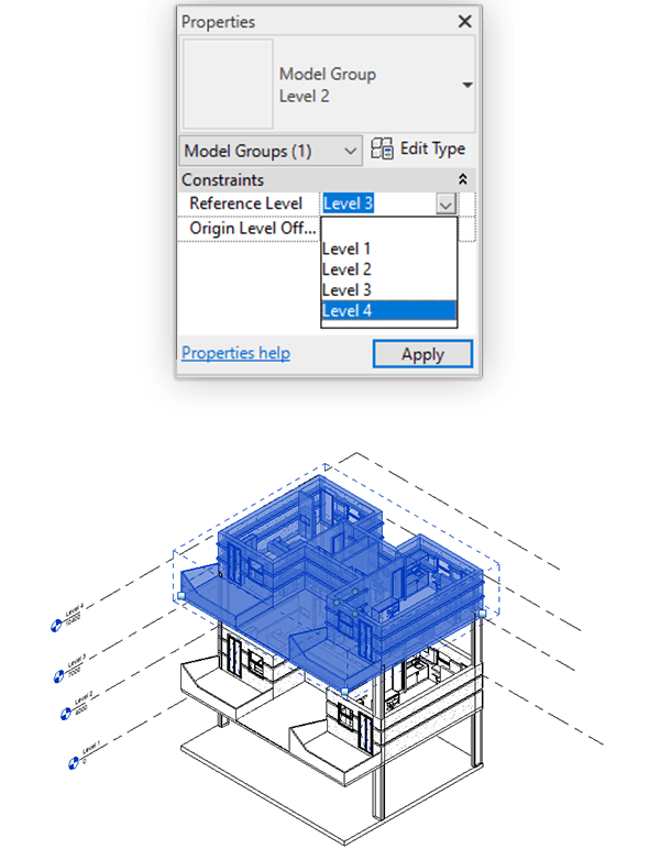 Change associated level revit
