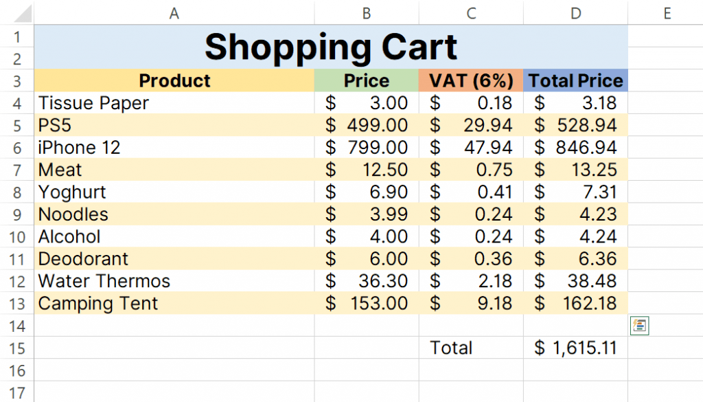 Alternate row highlighting excel