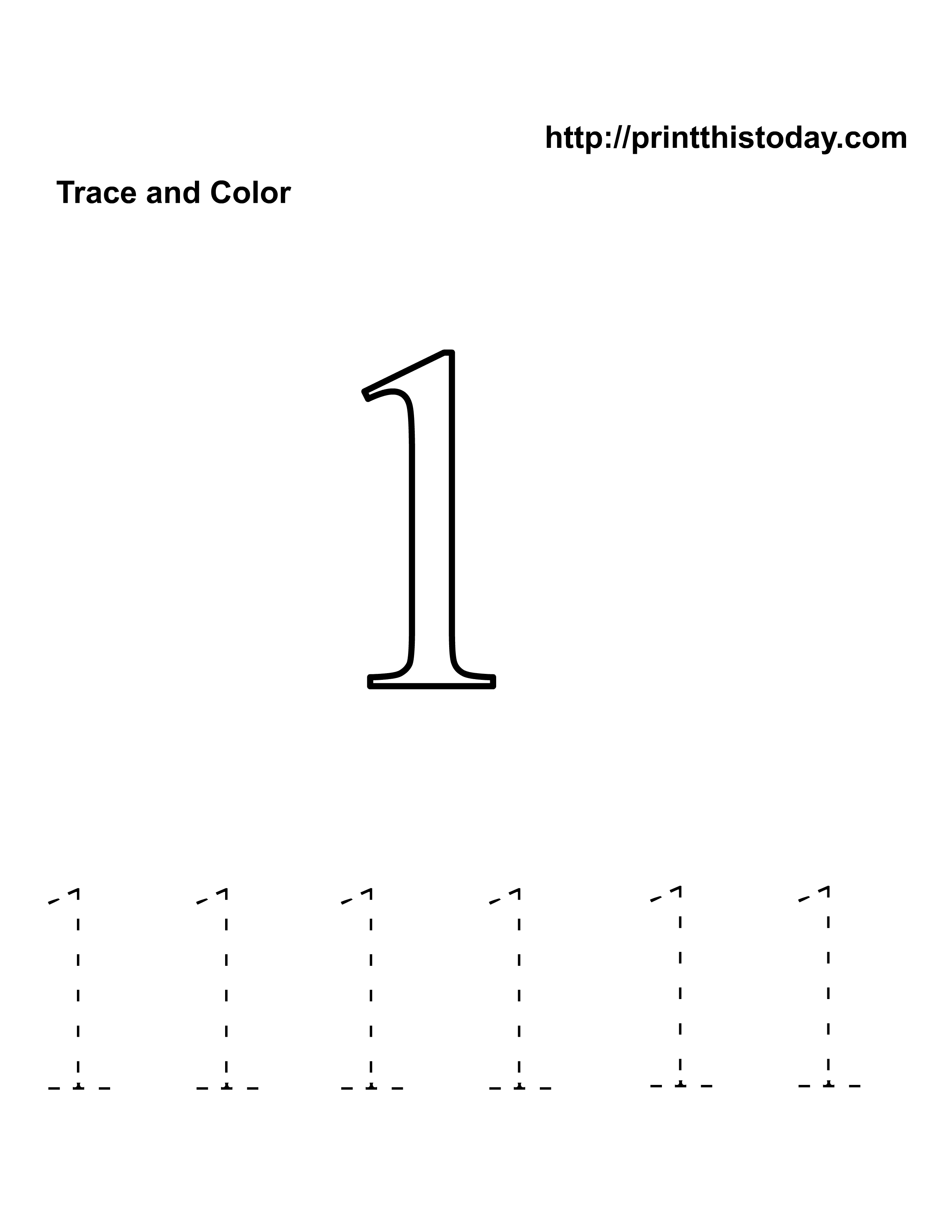 Number 1 printable worksheet