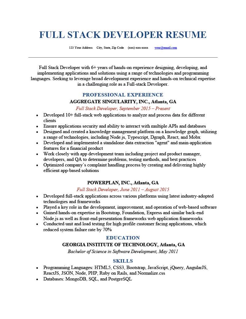 Full Stack Developer Resume Template - Best Minimal Backgrounds in 4K