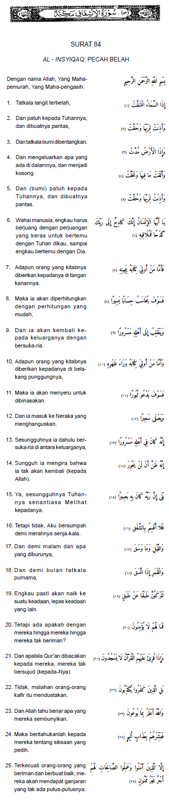 Surat Al Insyiqaq 