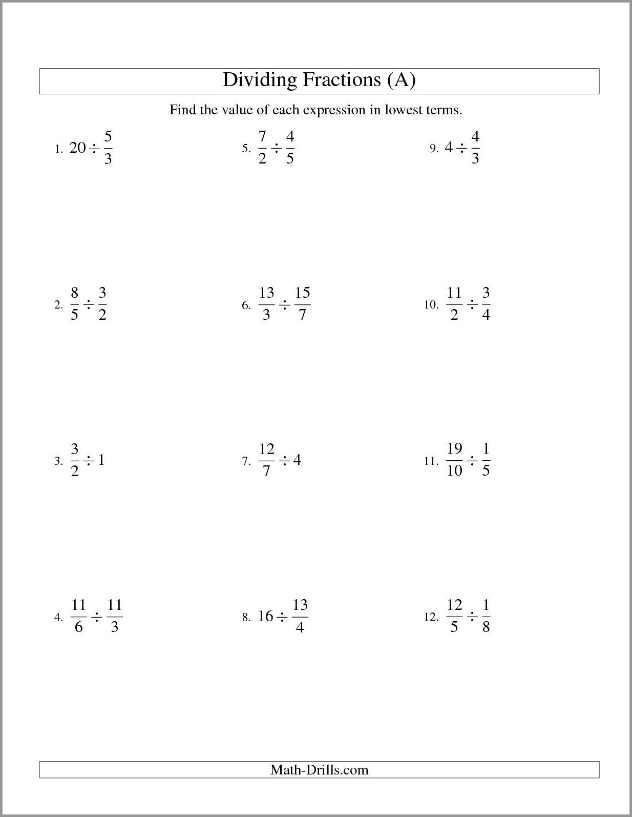 Dividing whole numbers by fractions worksheet pdf worksheet