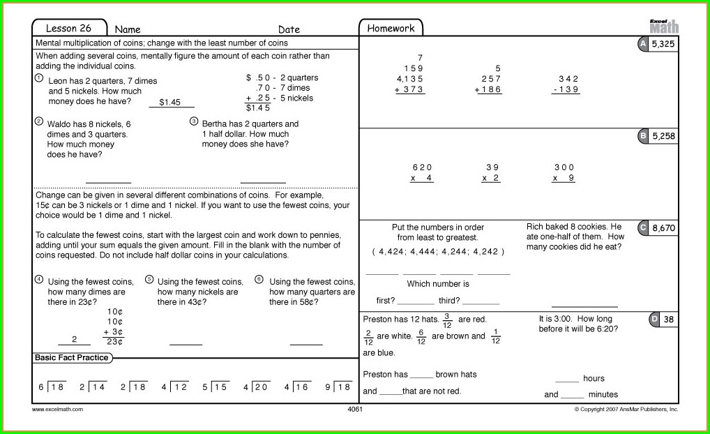 Fourth grade math worksheets comparing fractions worksheet