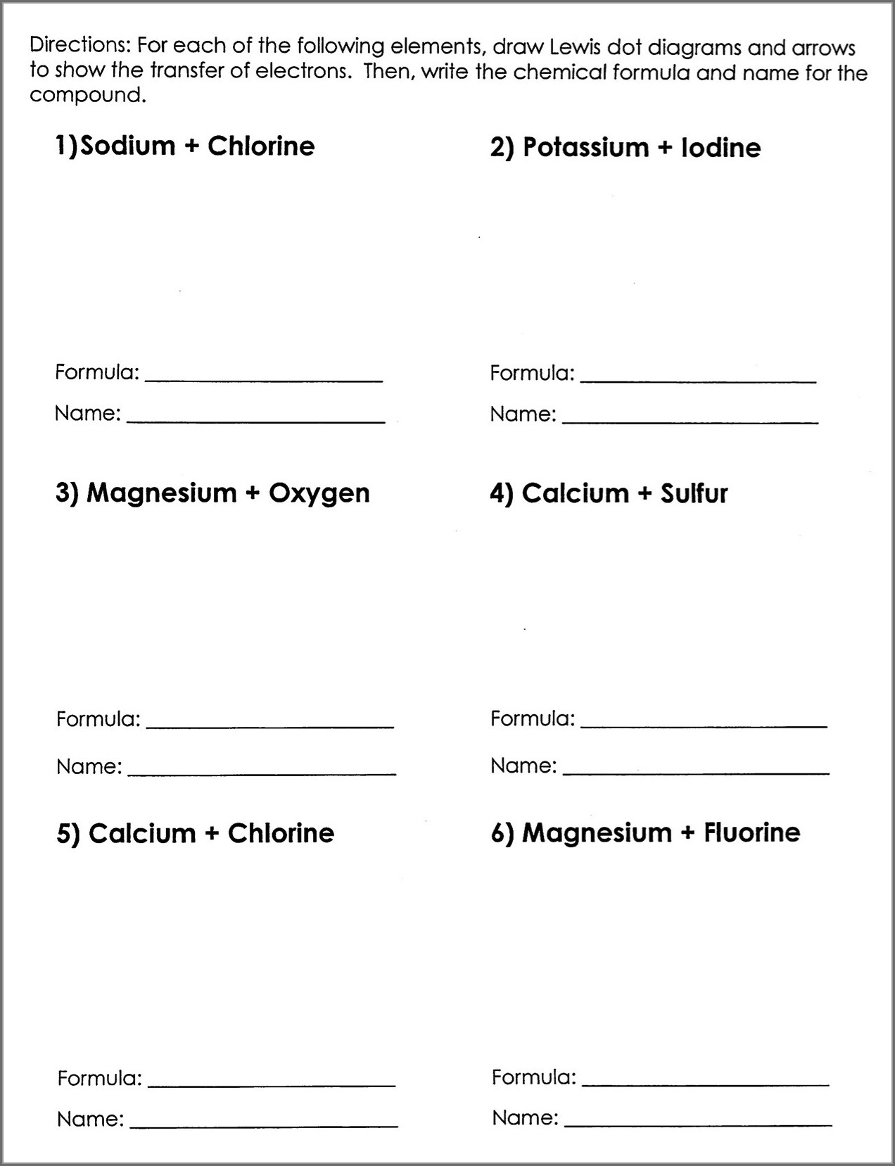Writing formulas for ionic compounds worksheet