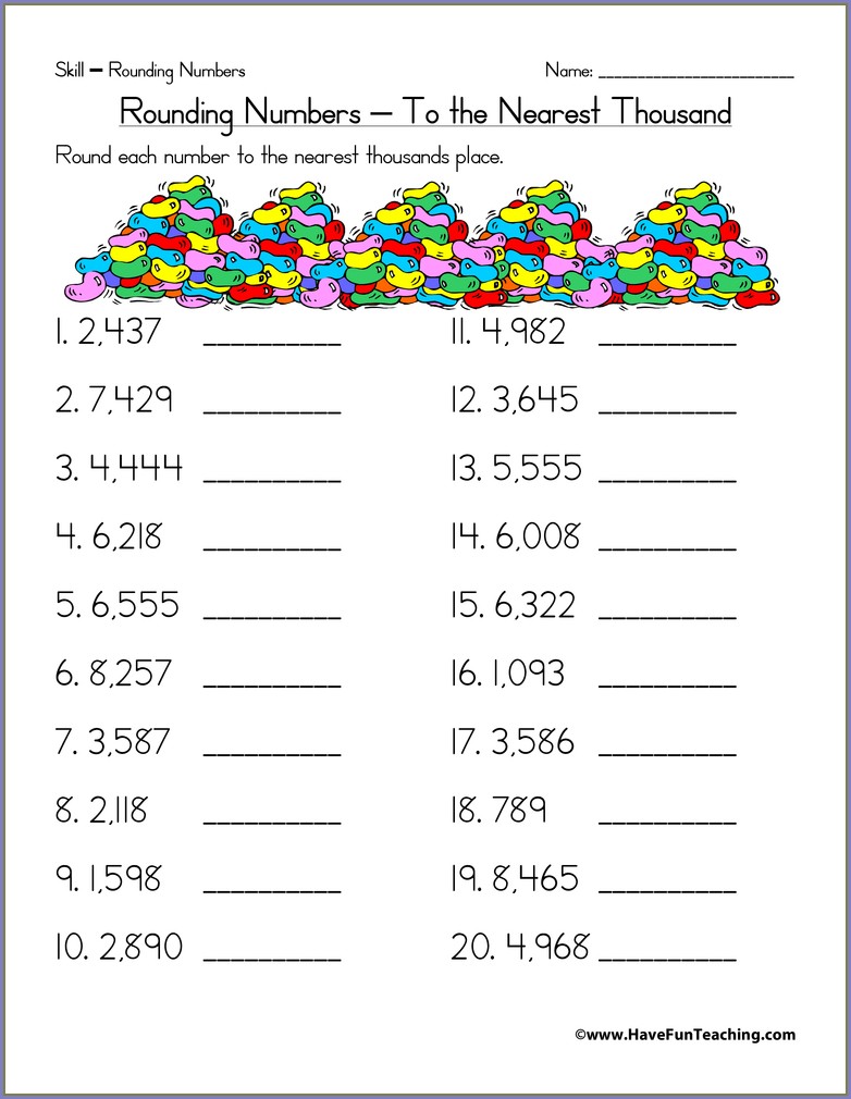 Rounding numbers worksheet for grade 3 worksheet