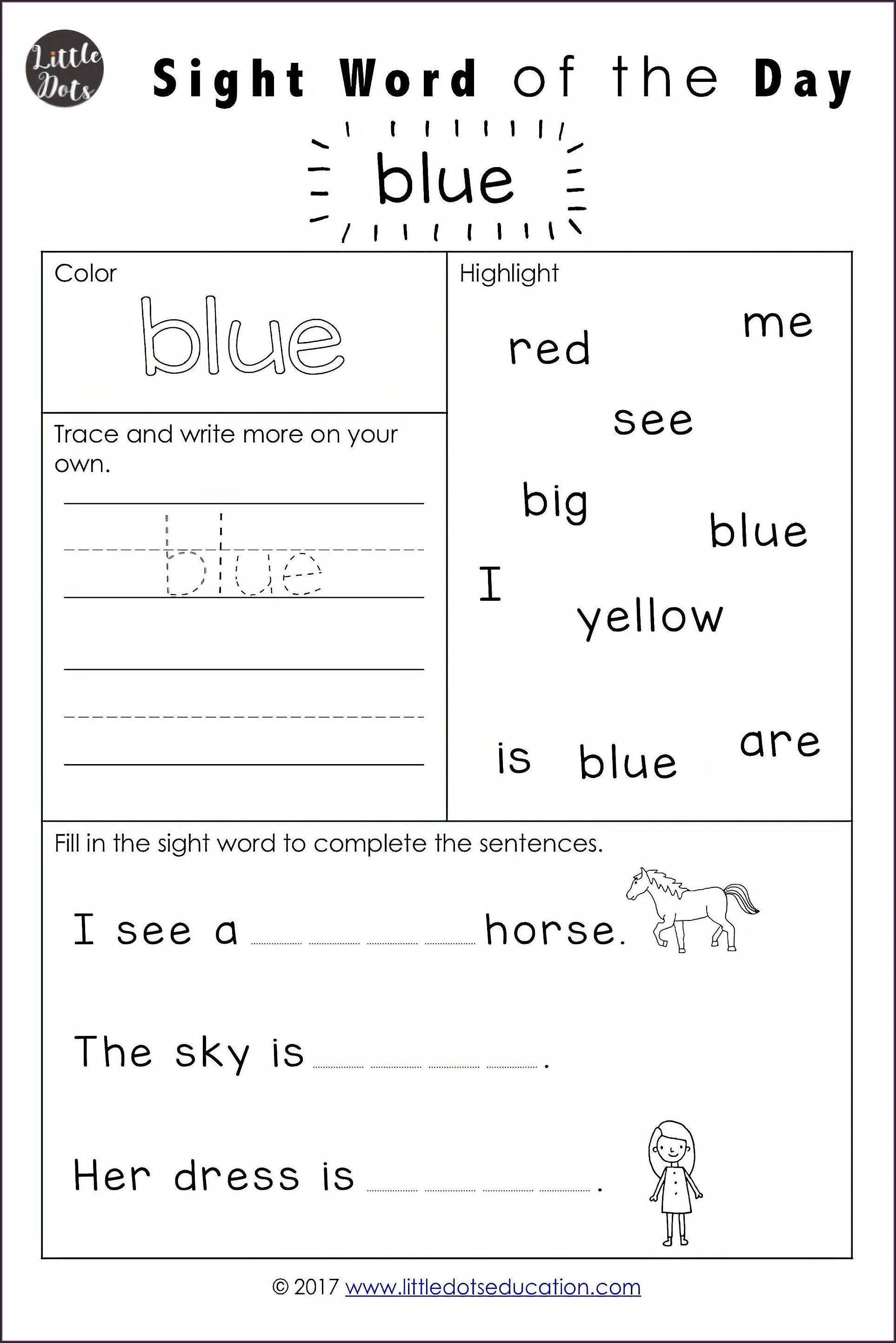 Preschool basic sight words worksheets worksheet