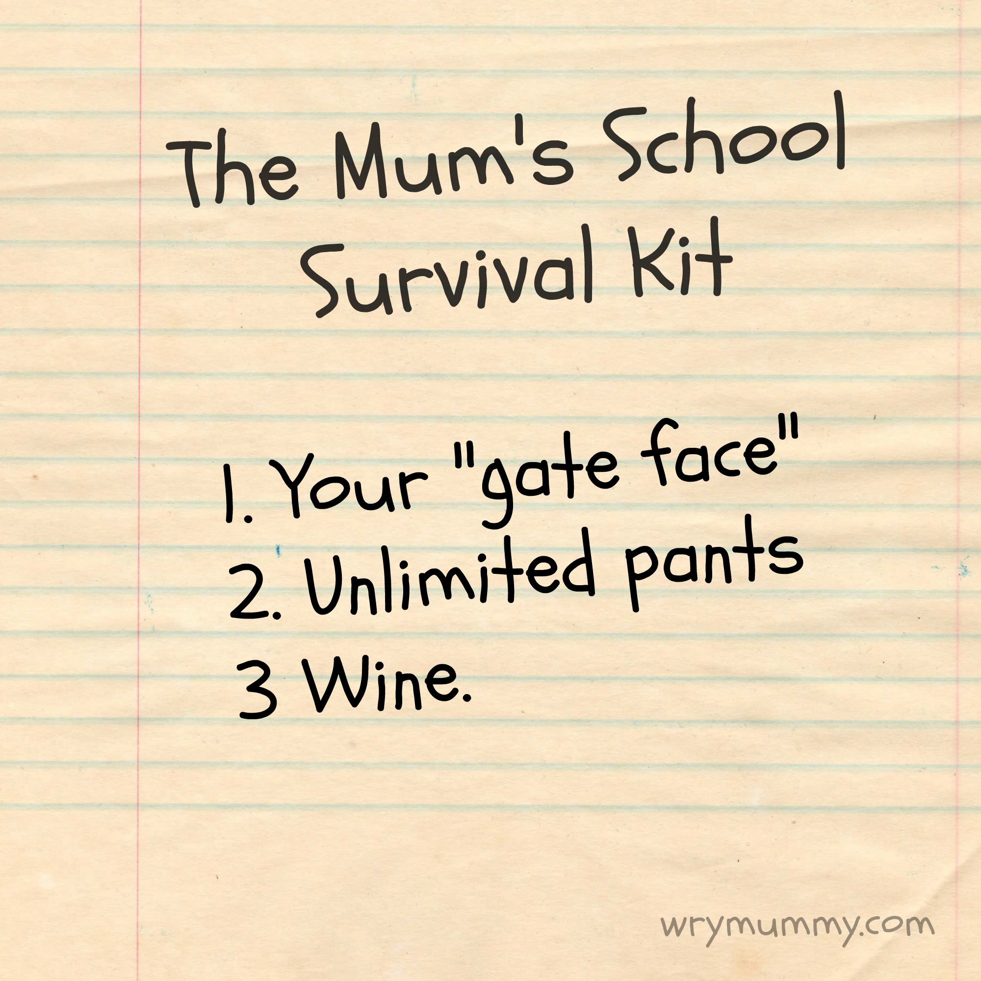 The Mum S School Survival Kit Wry Mummy