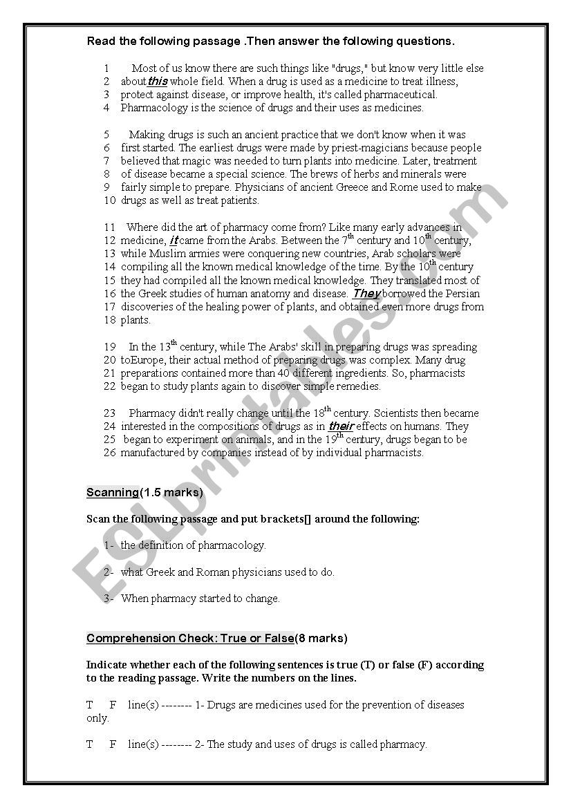 Science reading comprehension worksheets