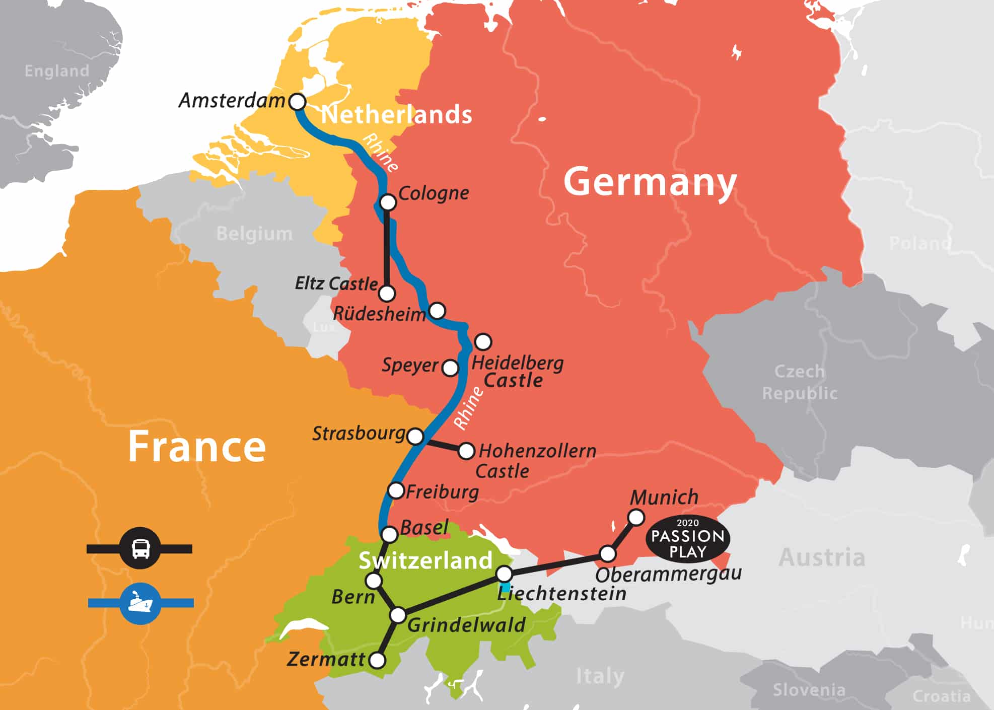 Rhine River World Map Tourist Map Rhine River Map 1 