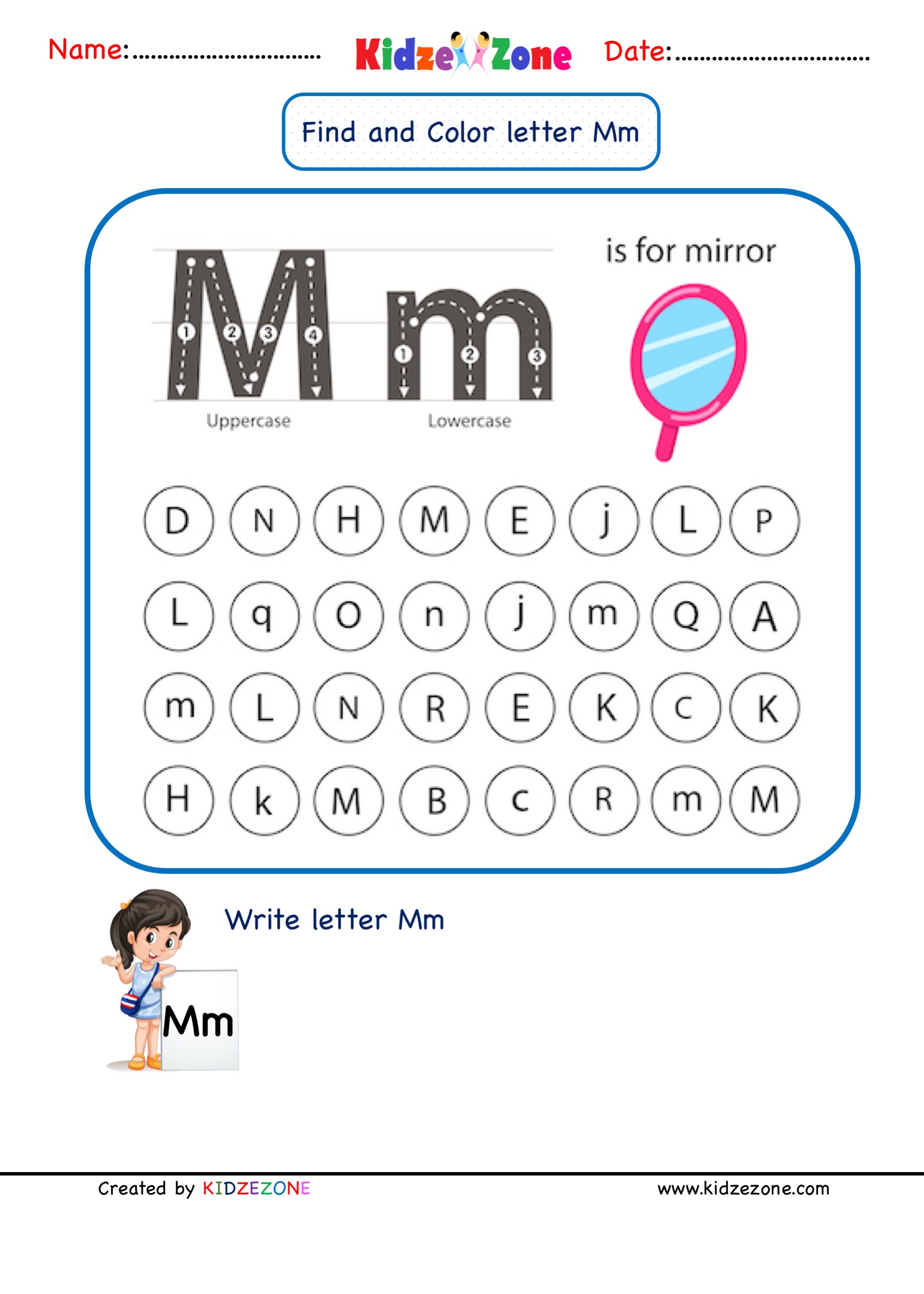Kindergarten letter m worksheets
