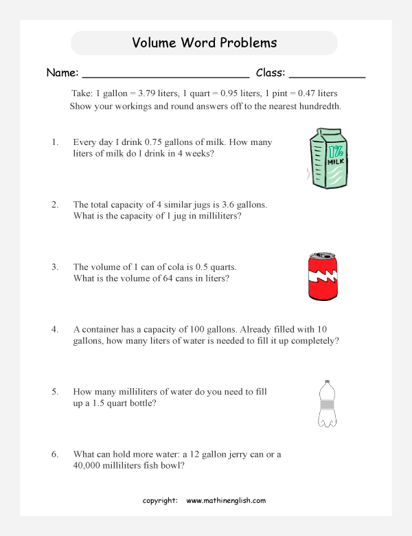 Volume grade 5 worksheets
