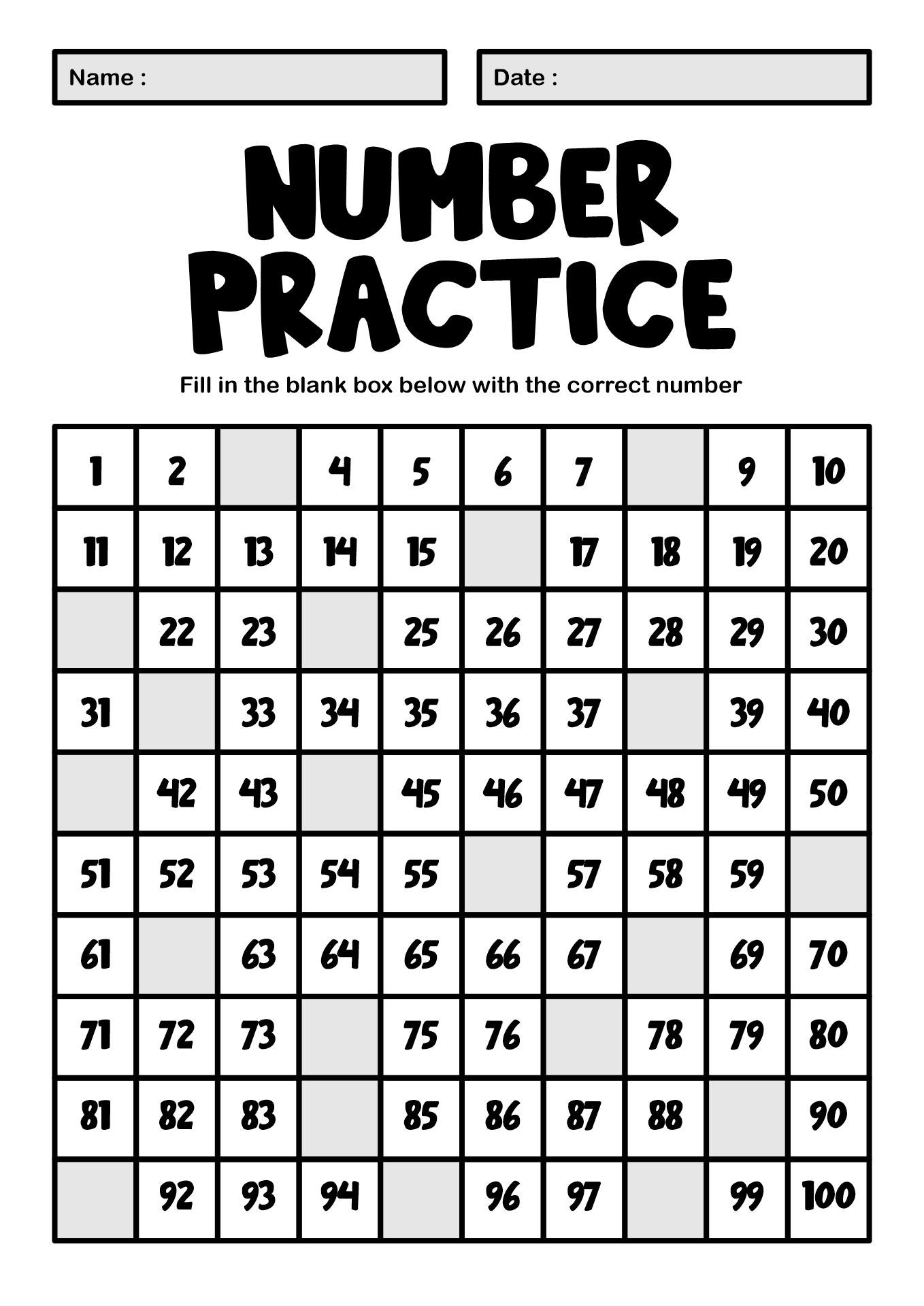 Free printable tracing numbers 1-100 worksheets