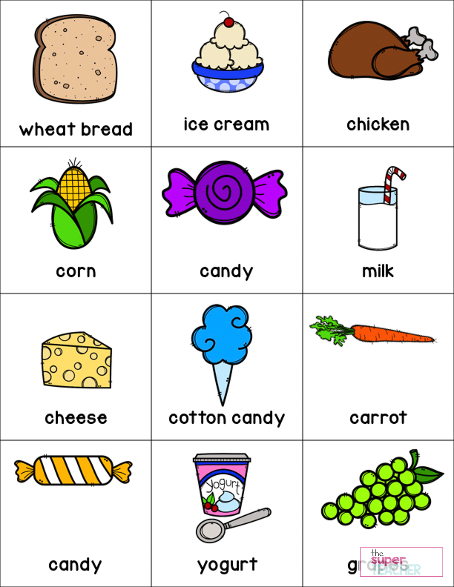 Healthy foods worksheet [free download]