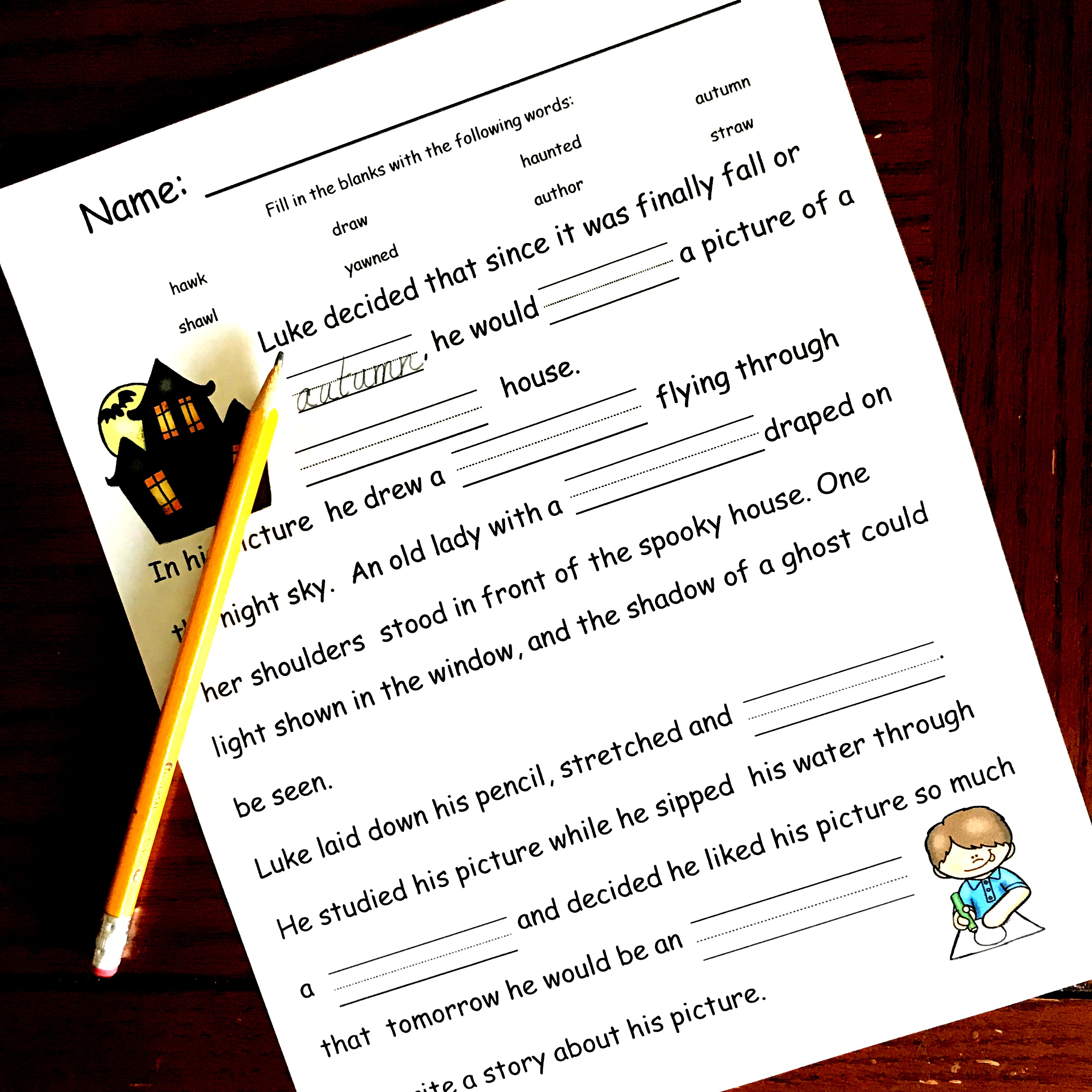 Free hands-on diphthongs worksheet for "au" and "aw"