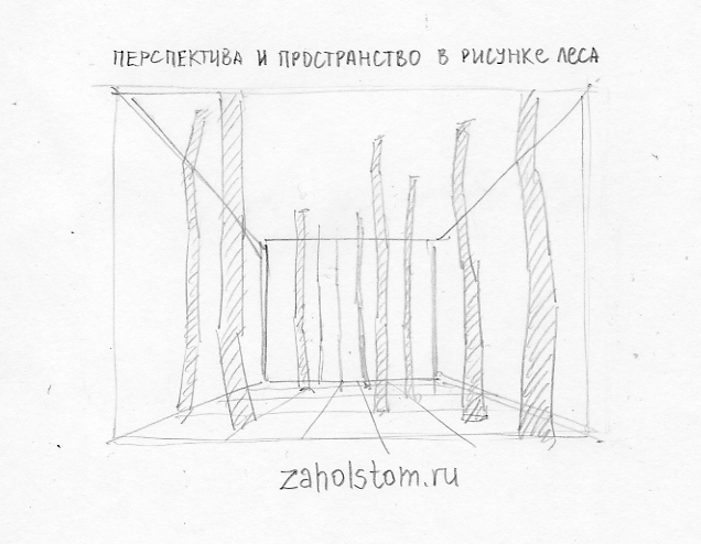 как нарисовать деревья вдали