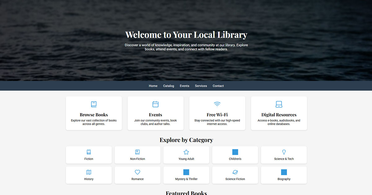 Build a Local Library Homepage UI in Pure HTML5, and CSS3