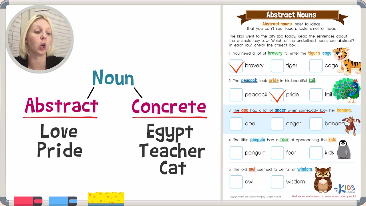 Learning video: identifying abstract nouns
