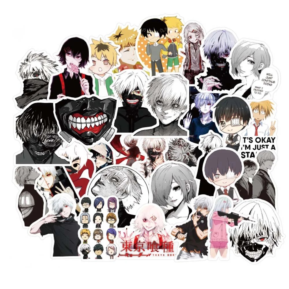 zhongyanxin 50 piece anime tokyo ghoul sticker decal set for kids
