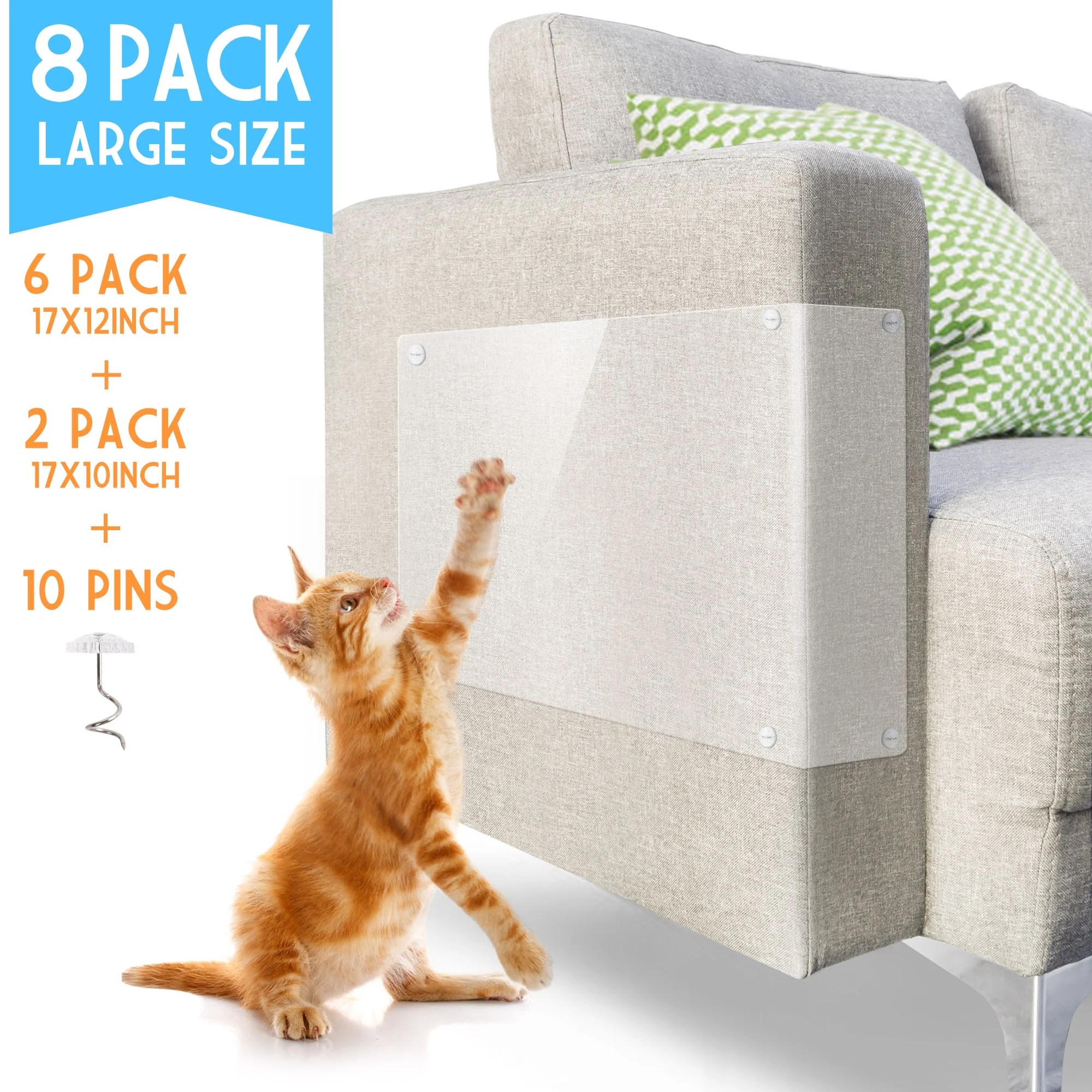 Primepets 8pcs cat couch protector, furniture protectors from cats, cat scratch deterrent tape