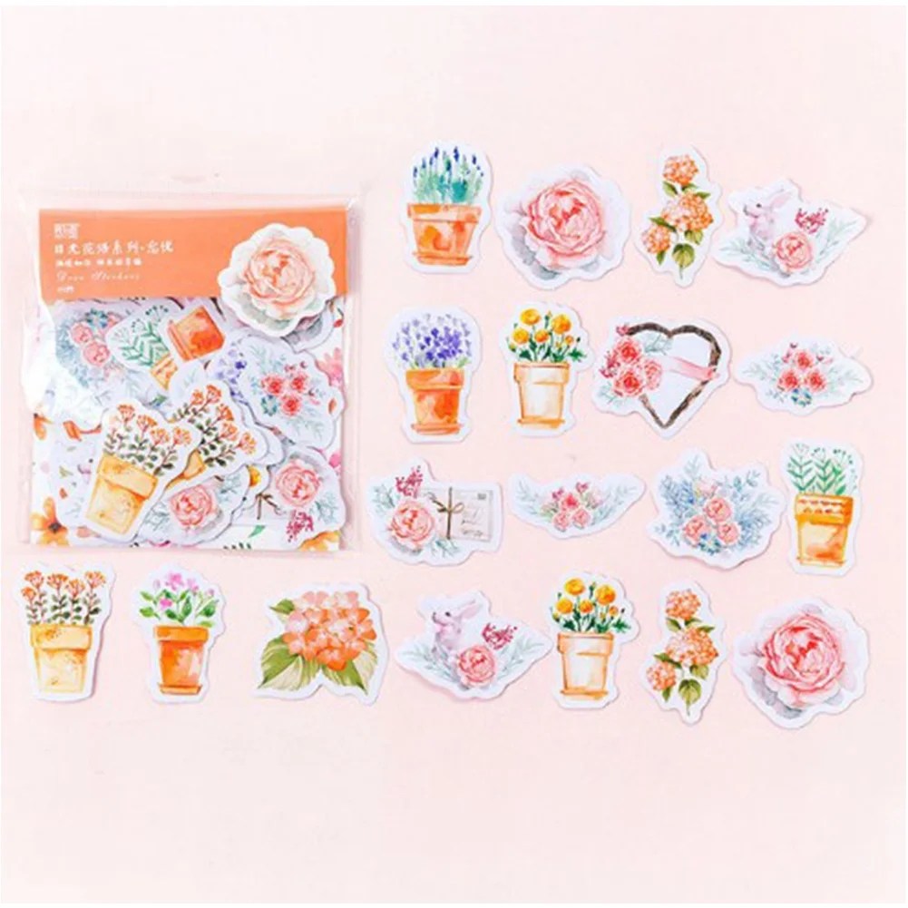 45pcsset kawaii journal cute diary flower stickers scrapbooking