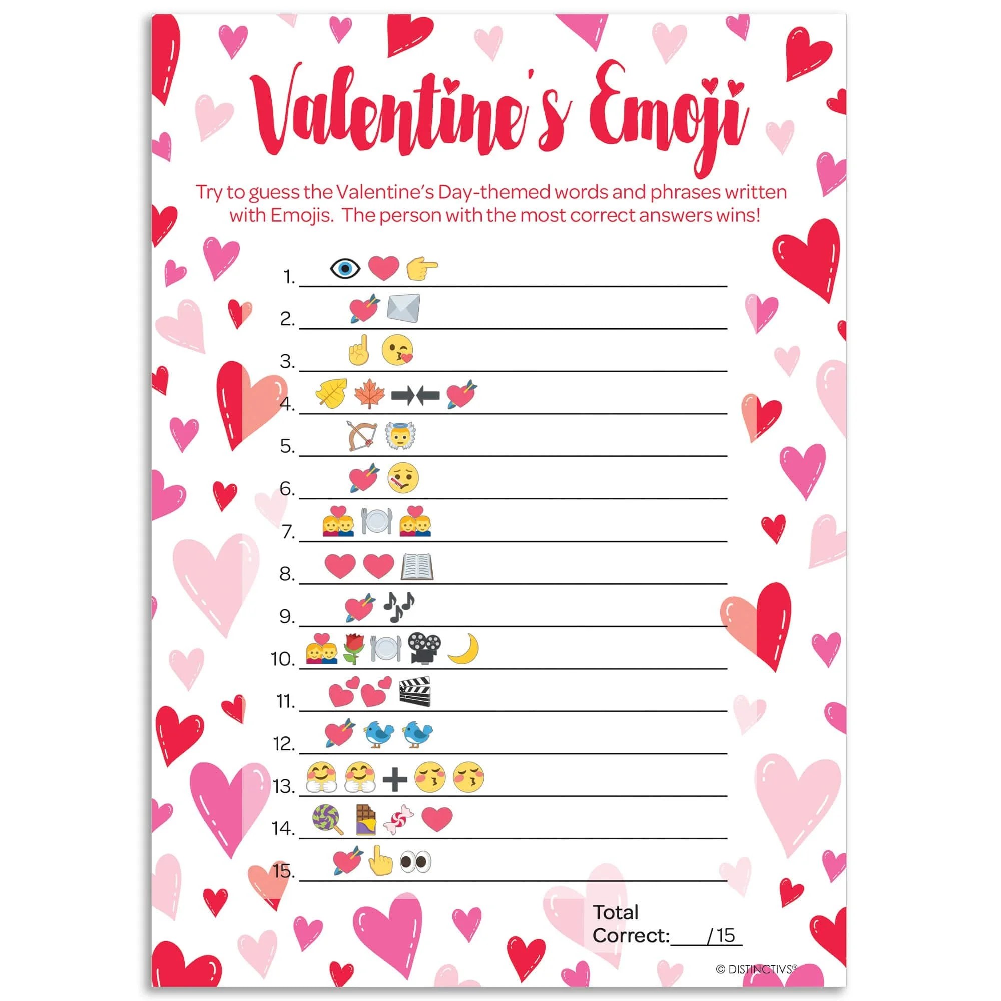 valentines day emoji party game 25 players distinctivs walmart