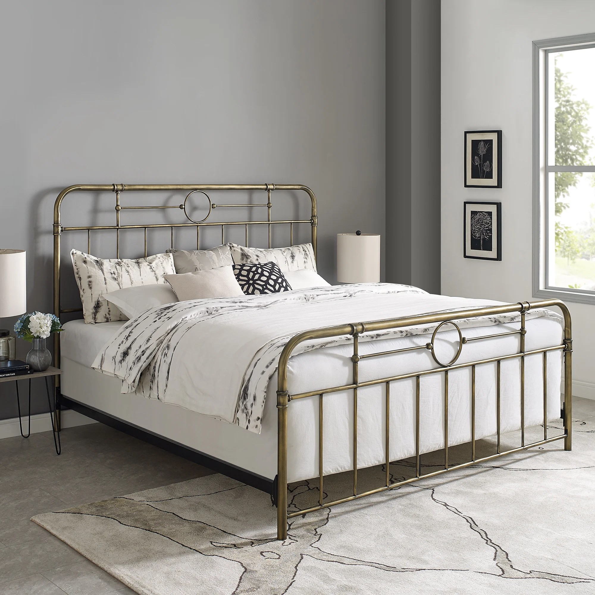 photo Boho Bed Frames King ember interiors scarlett boho metal pipe king bed bronze walmart com