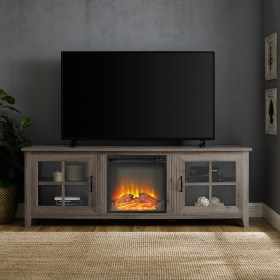 farmhouse fireplace tv stand 70 modern manor park grey wash walmart